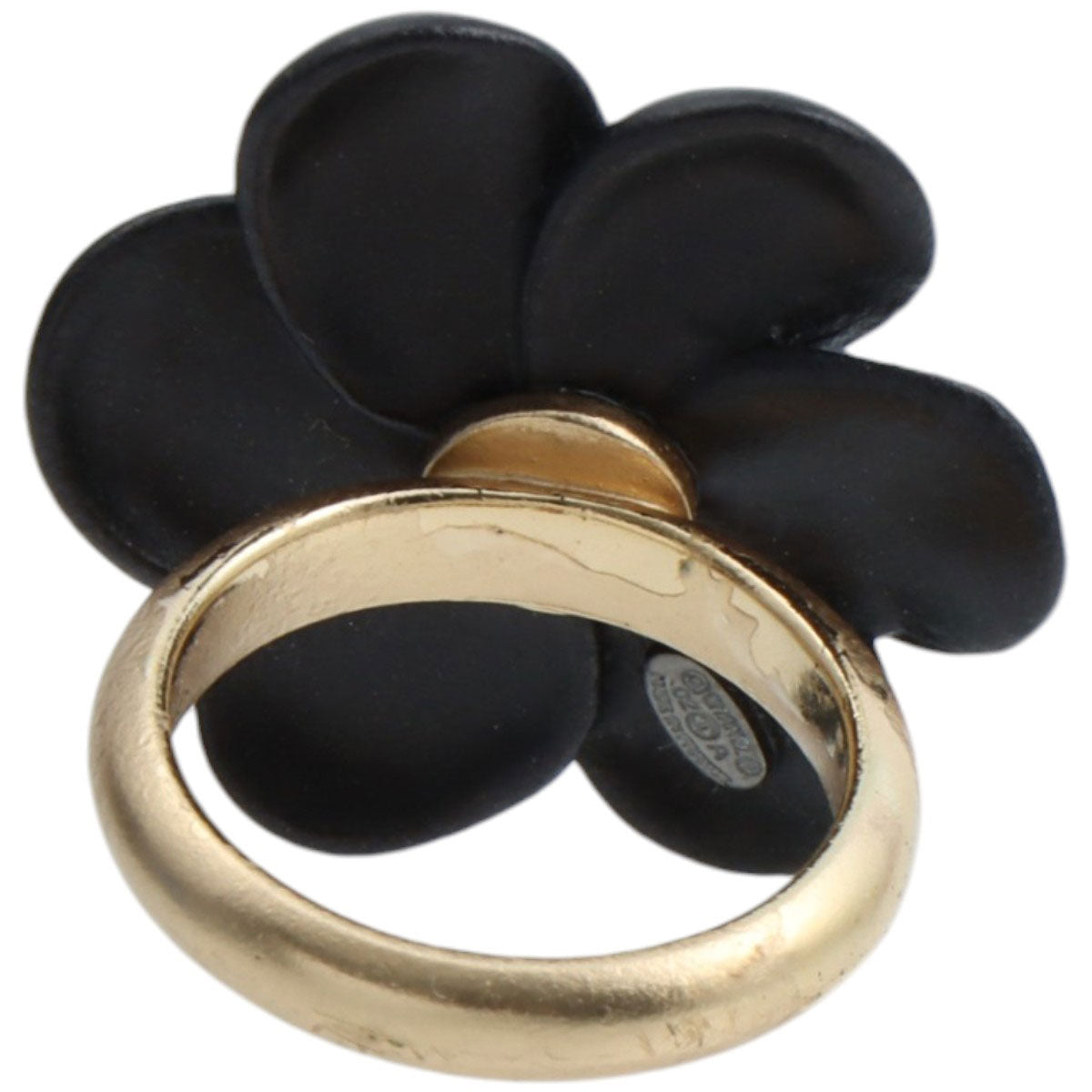 2002 Camellia Rhinestone CC Mark Ring #53 Gold/Black