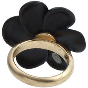 2002 Camellia Rhinestone CC Mark Ring #53 Gold/Black