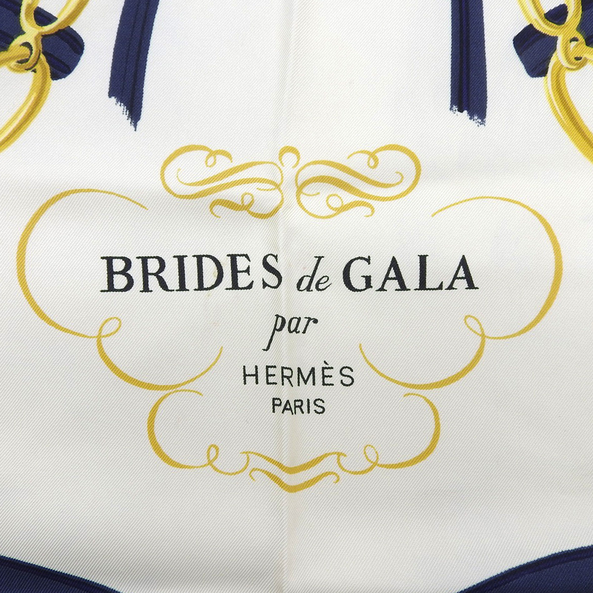 カレ90 Brides de Galaパターンスカーフ ネイビー/ホワイト