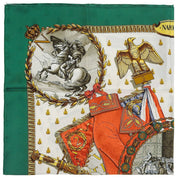 Carré 90 Napoleon Pattern Scarf Green/White