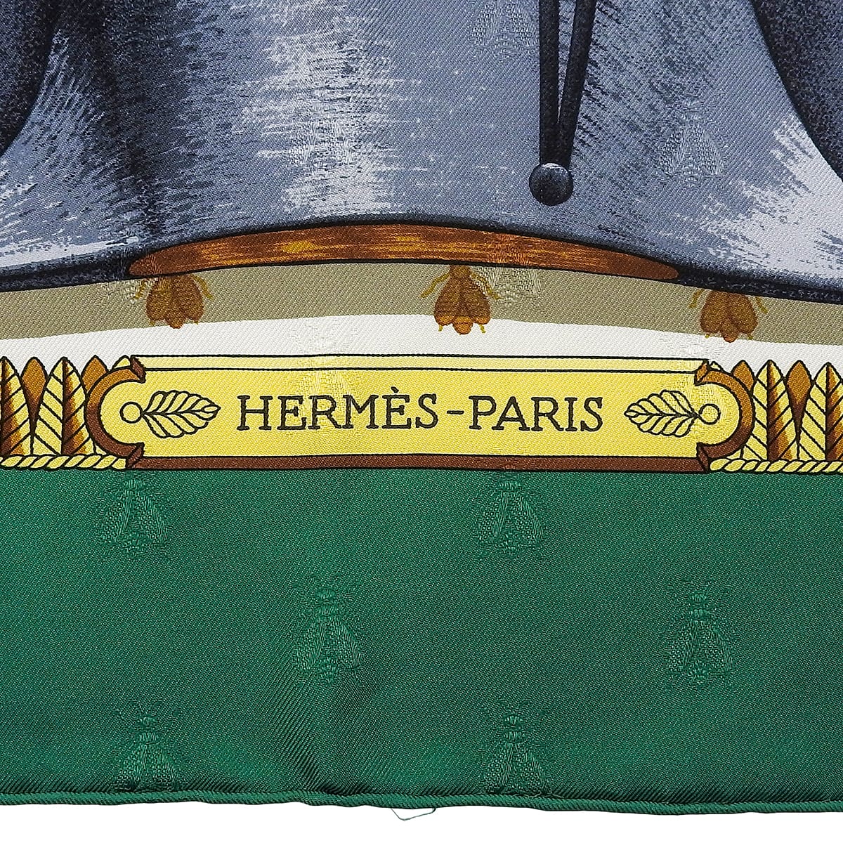 Carré 90 Napoleon Pattern Scarf Green/White