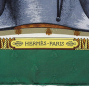 Carré 90 Napoleon Pattern Scarf Green/White
