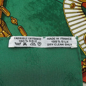 Carré 90 Napoleon Pattern Scarf Green/White
