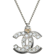 2006-Made Rhinestone Double CC Mark Necklace Silver