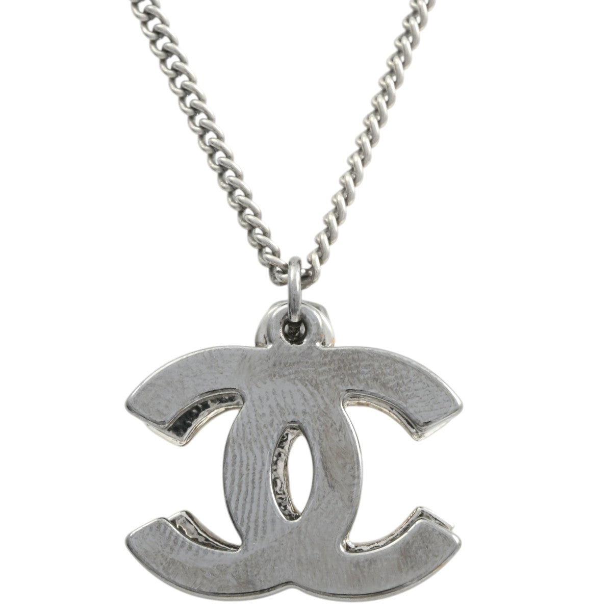 2006-Made Rhinestone Double CC Mark Necklace Silver