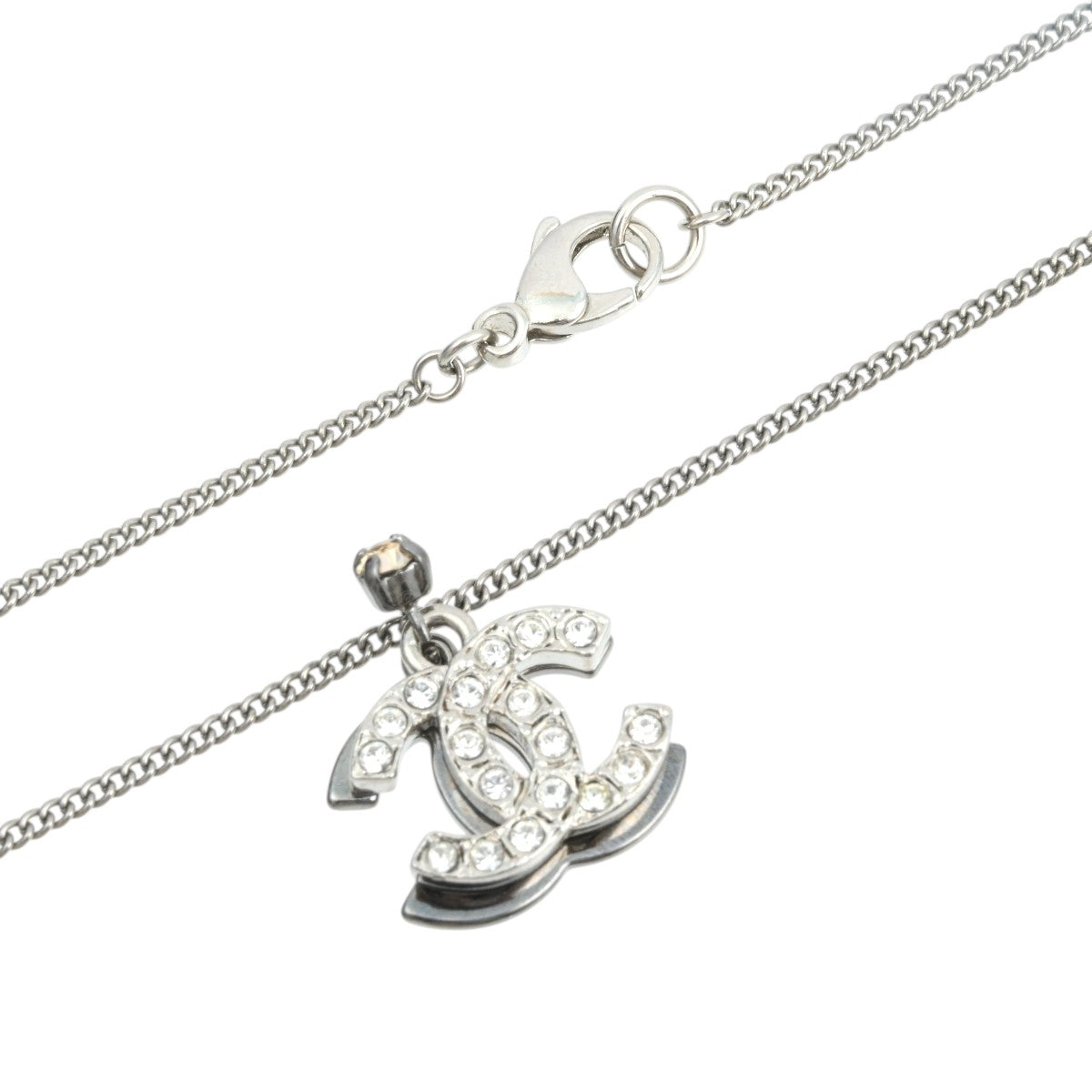 2006-Made Rhinestone Double CC Mark Necklace Silver