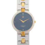 Round Logo Face Watch Quartz Navy