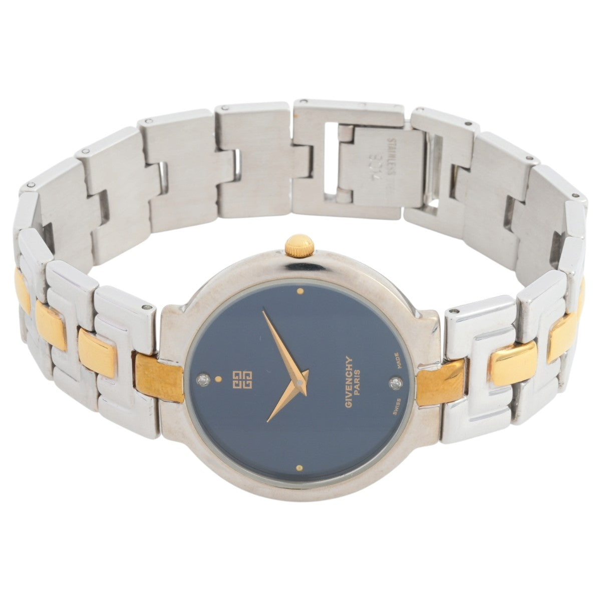 Round Logo Face Watch Quartz Navy