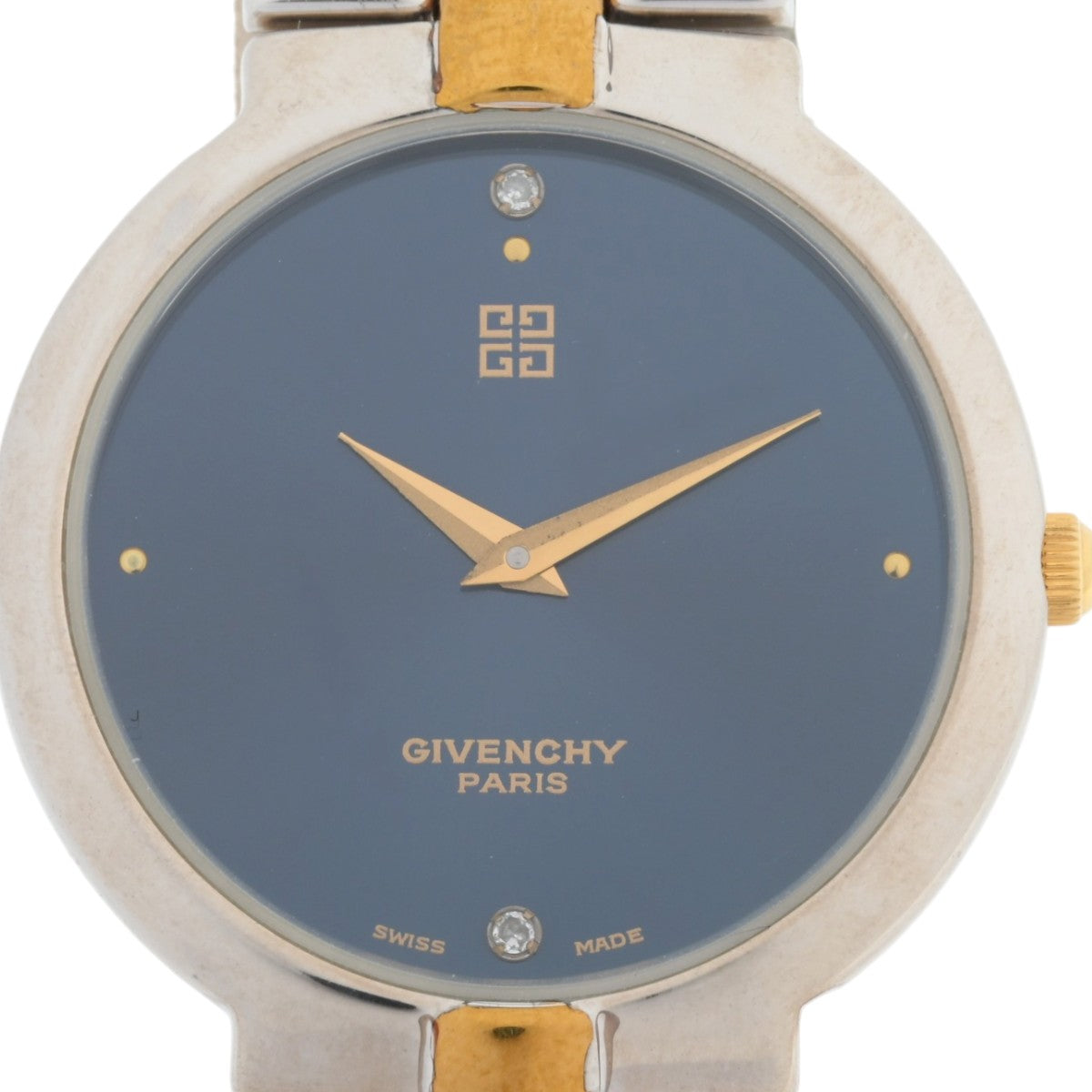 Round Logo Face Watch Quartz Navy