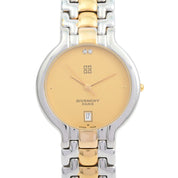 Round Logo Face Watch Quartz Champagne