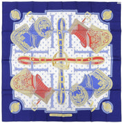 Carré 90 Selles à Housse Pattern Scarf Navy/White
