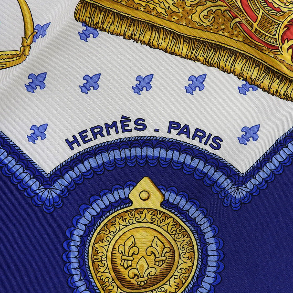Carré 90 Selles à Housse Pattern Scarf Navy/White