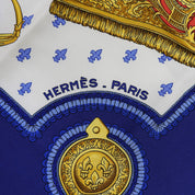 Carré 90 Selles à Housse Pattern Scarf Navy/White