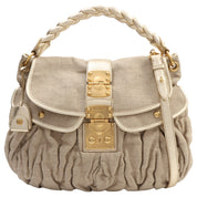 Linen Matelassé 2-Way Bag Beige/Gold