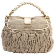 Linen Matelassé 2-Way Bag Beige/Gold
