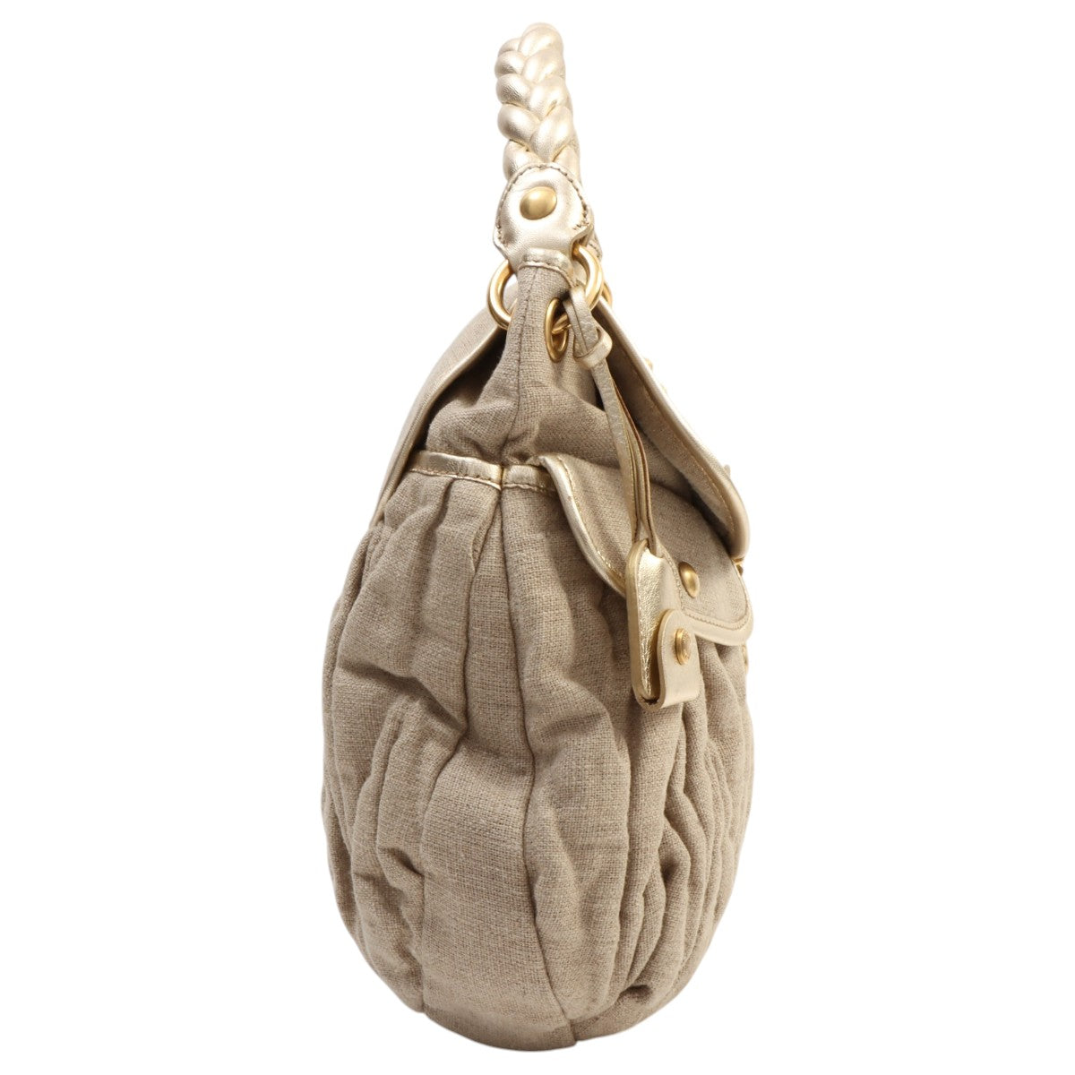 Linen Matelassé 2-Way Bag Beige/Gold