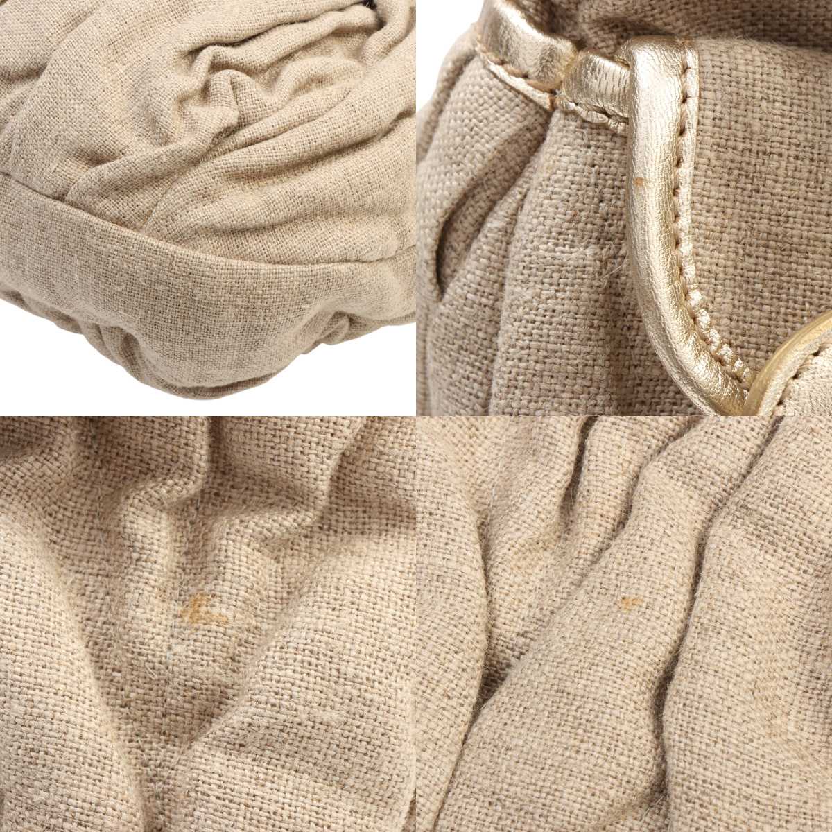 Linen Matelassé 2-Way Bag Beige/Gold