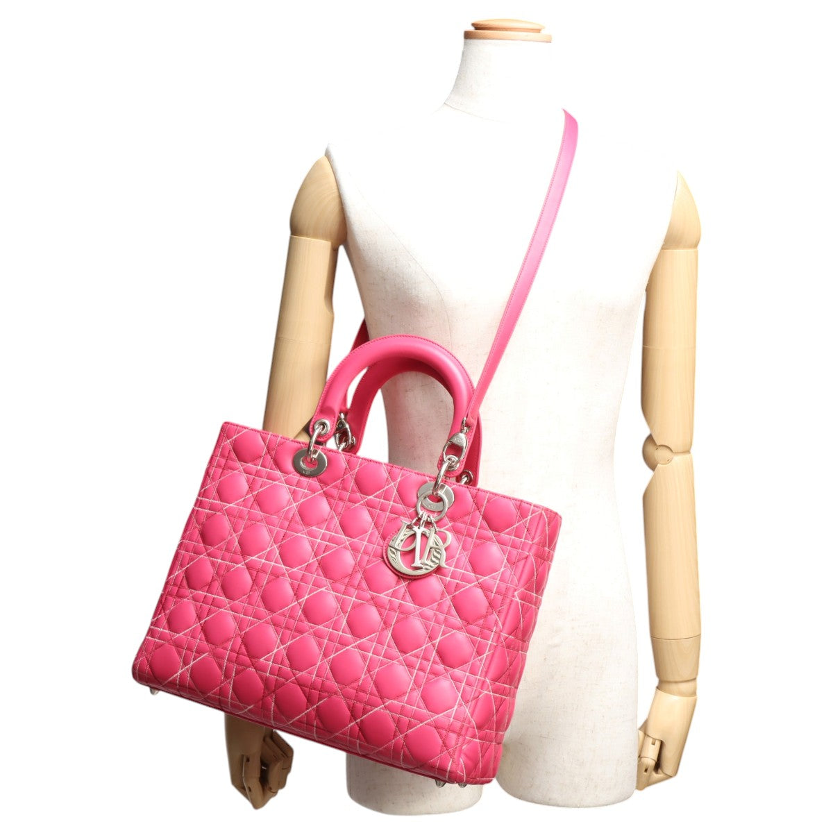 Lady Dior Cannage Stitch 2-Way Bag L Pink