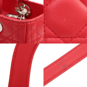 レディディオールカナージュステッチ2wayバッグM レッド