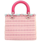Lady Dior 2-Way Bag M in Pink Tweed with Sequins, Cannage, and Stitching