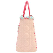 Lady Dior 2-Way Bag M in Pink Tweed with Sequins, Cannage, and Stitching