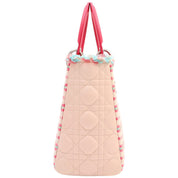 Lady Dior 2-Way Bag M in Pink Tweed with Sequins, Cannage, and Stitching