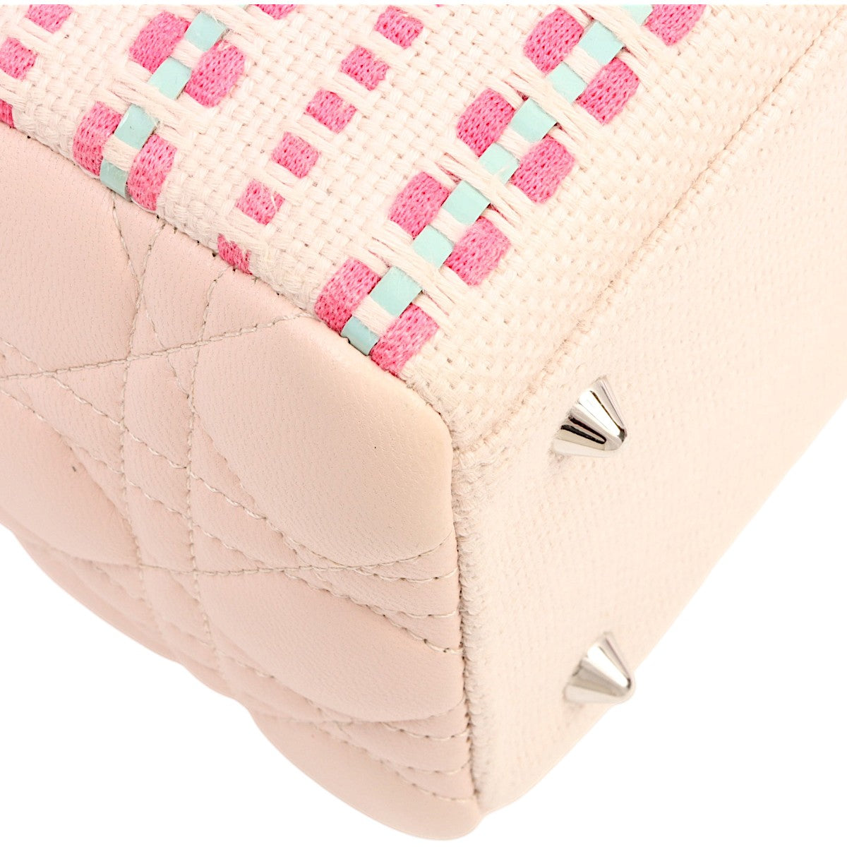 Lady Dior 2-Way Bag M in Pink Tweed with Sequins, Cannage, and Stitching