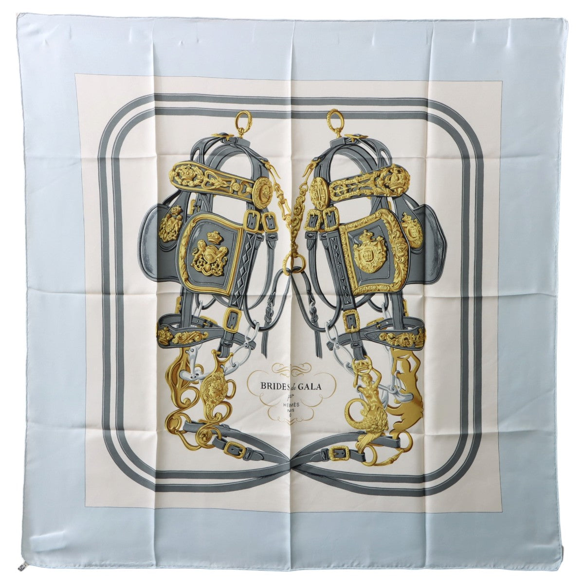 Carré 90 BRIDES de GALA Patterned Scarf Light Blue/White