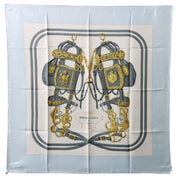 Carré 90 BRIDES de GALA Patterned Scarf Light Blue/White