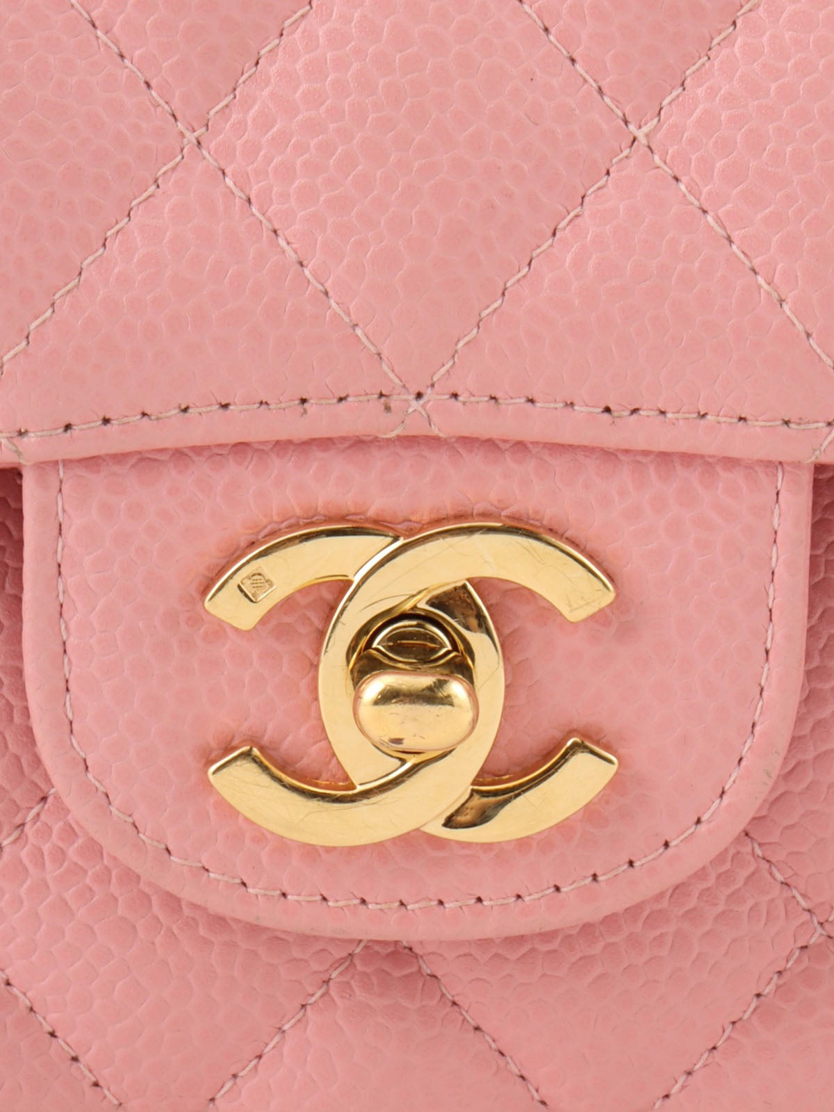 2004 Caviar Skin Classic Flap Chain Bag 25cm Pink