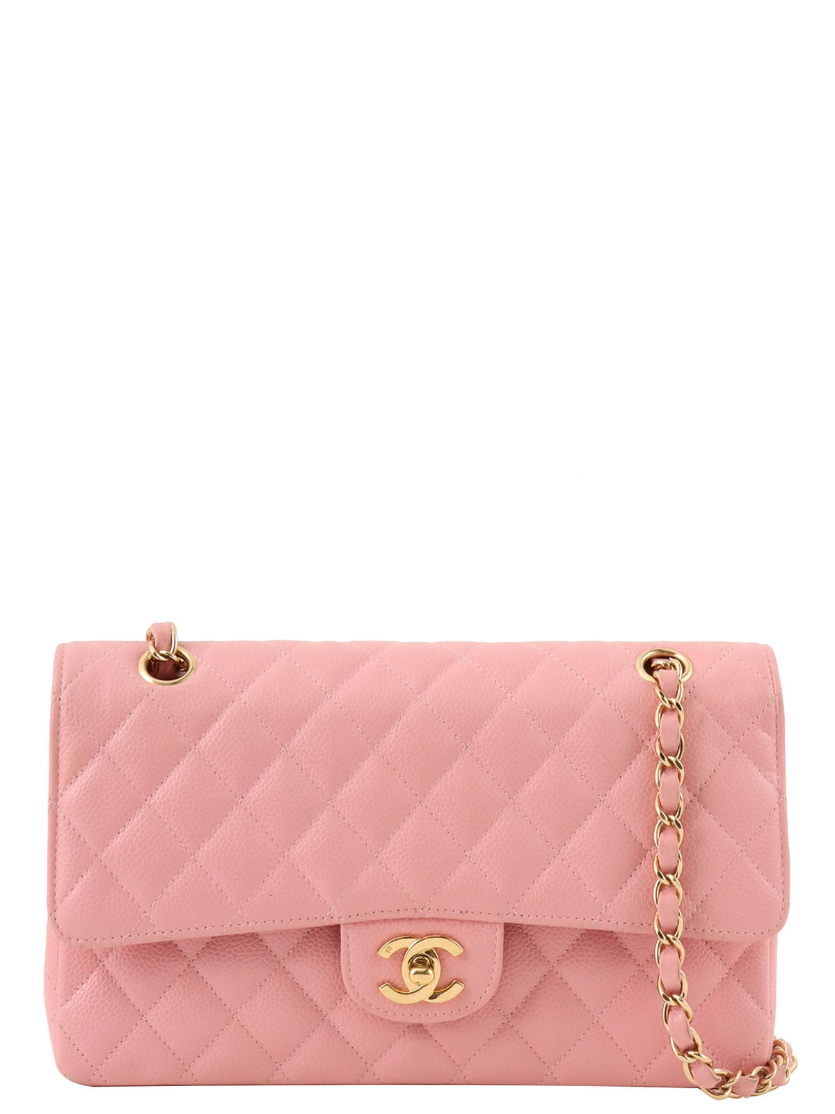 2004 Caviar Skin Classic Flap Chain Bag 25cm Pink