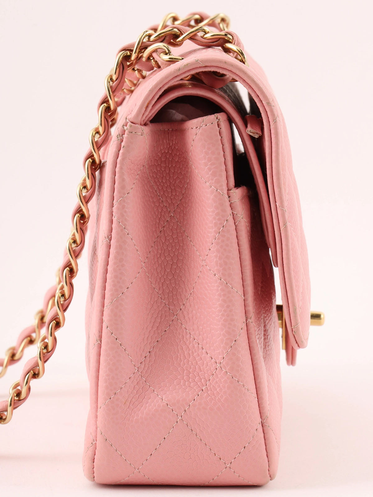 2004 Caviar Skin Classic Flap Chain Bag 25cm Pink