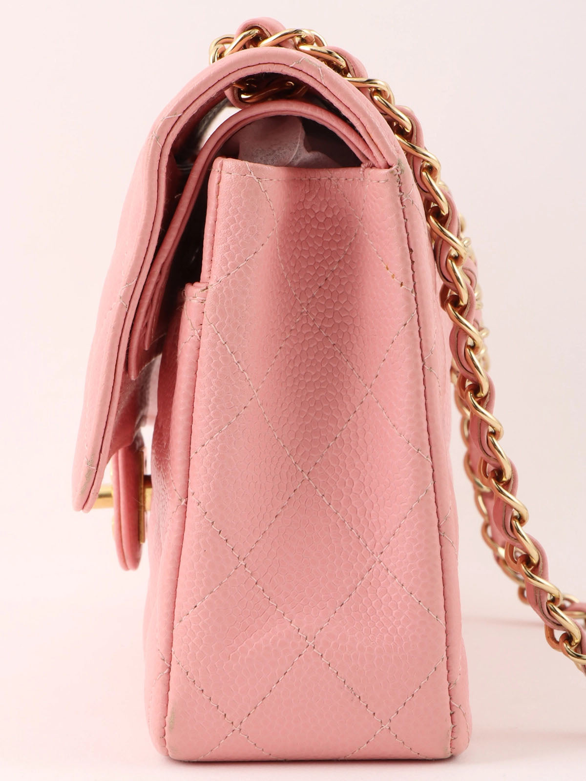 2004 Caviar Skin Classic Flap Chain Bag 25cm Pink