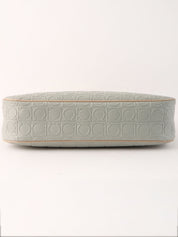 Gancini pattern shoulder bag in gray/beige