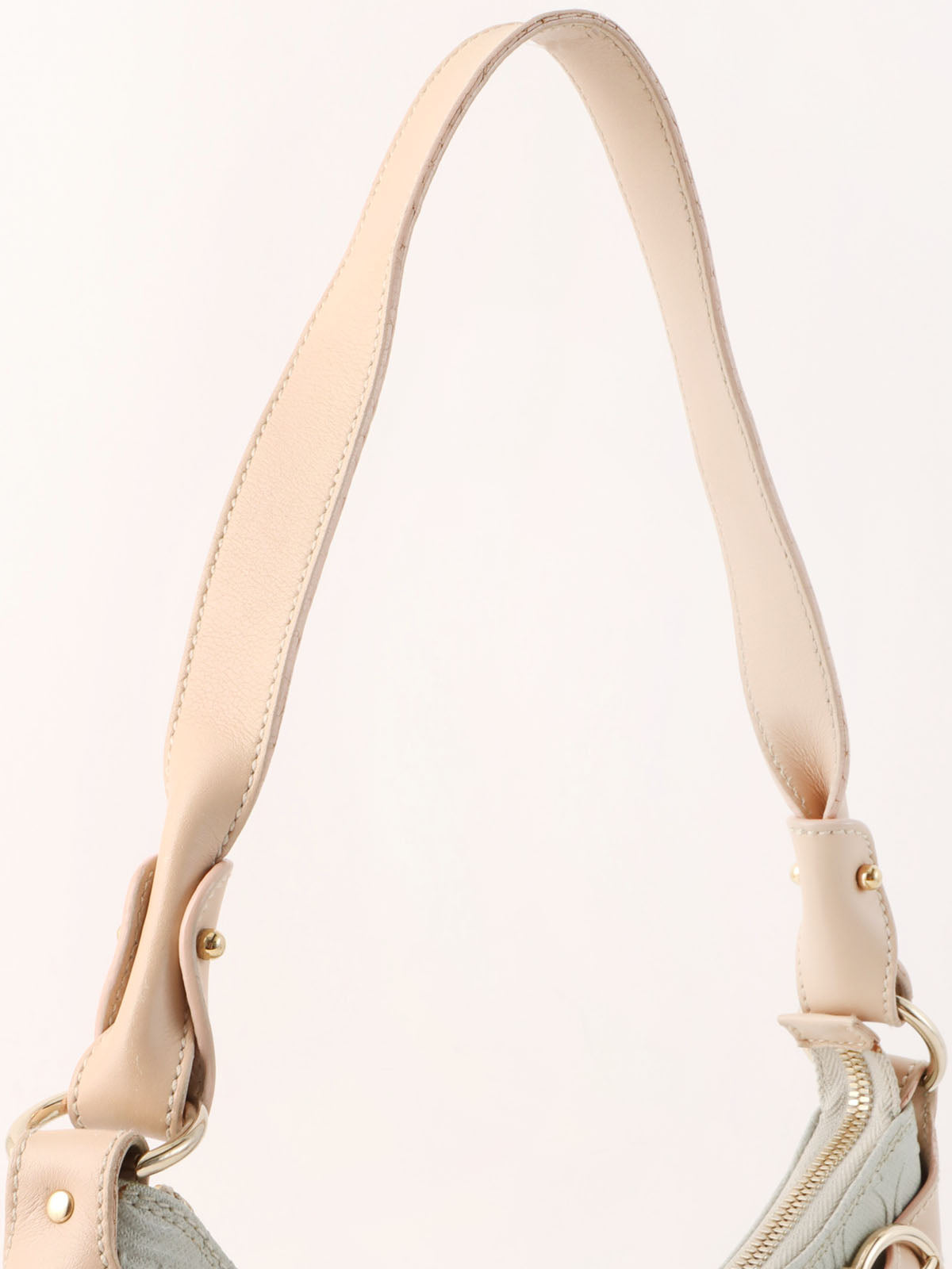 Gancini pattern shoulder bag in gray/beige