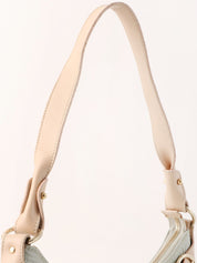Gancini pattern shoulder bag in gray/beige