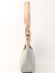 Gancini pattern shoulder bag in gray/beige