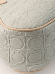 Gancini pattern shoulder bag in gray/beige