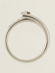 プラチナルビーダイヤモンドリング レッド/シルバー