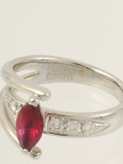 プラチナルビーダイヤモンドリング レッド/シルバー