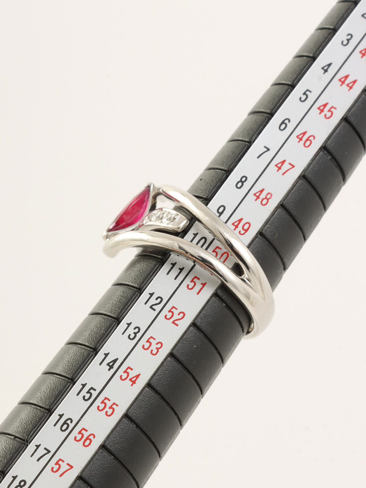 プラチナルビーダイヤモンドリング レッド/シルバー