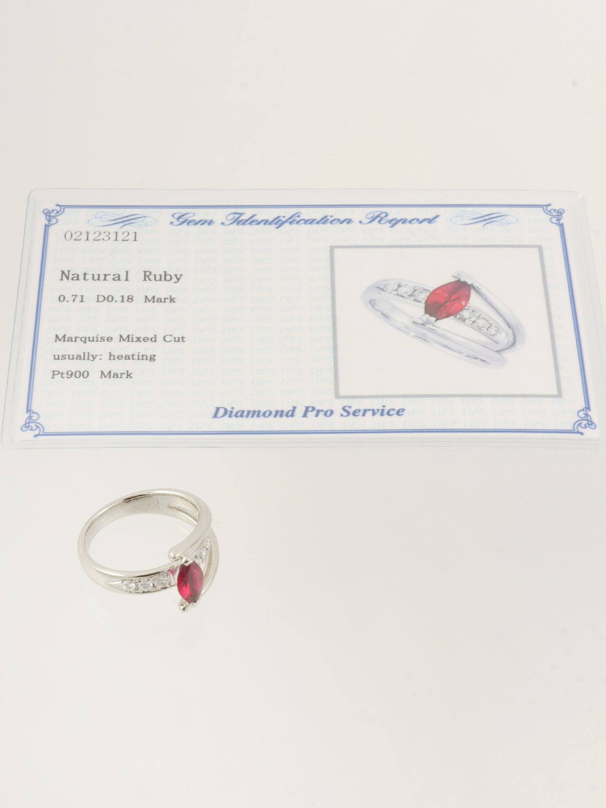 プラチナルビーダイヤモンドリング レッド/シルバー