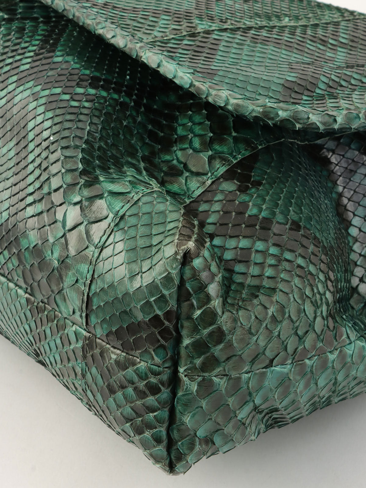 Python logo plate clutch bag in green