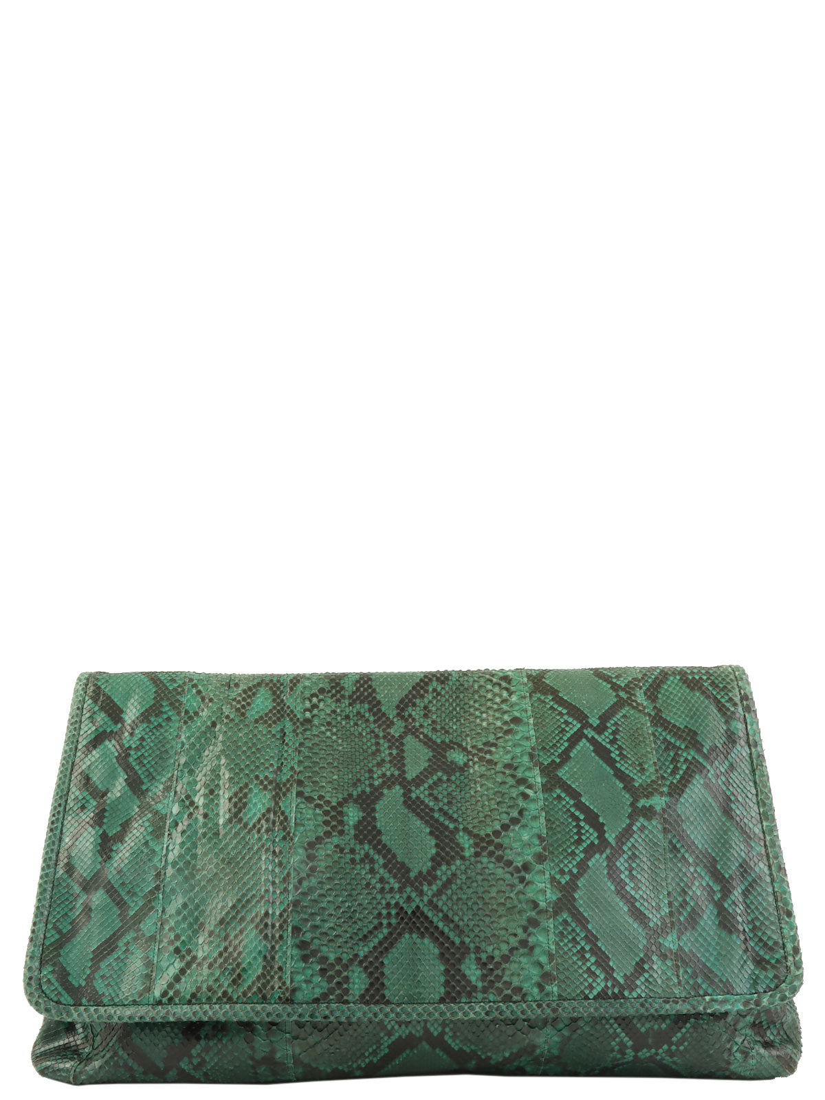 Python logo plate clutch bag in green