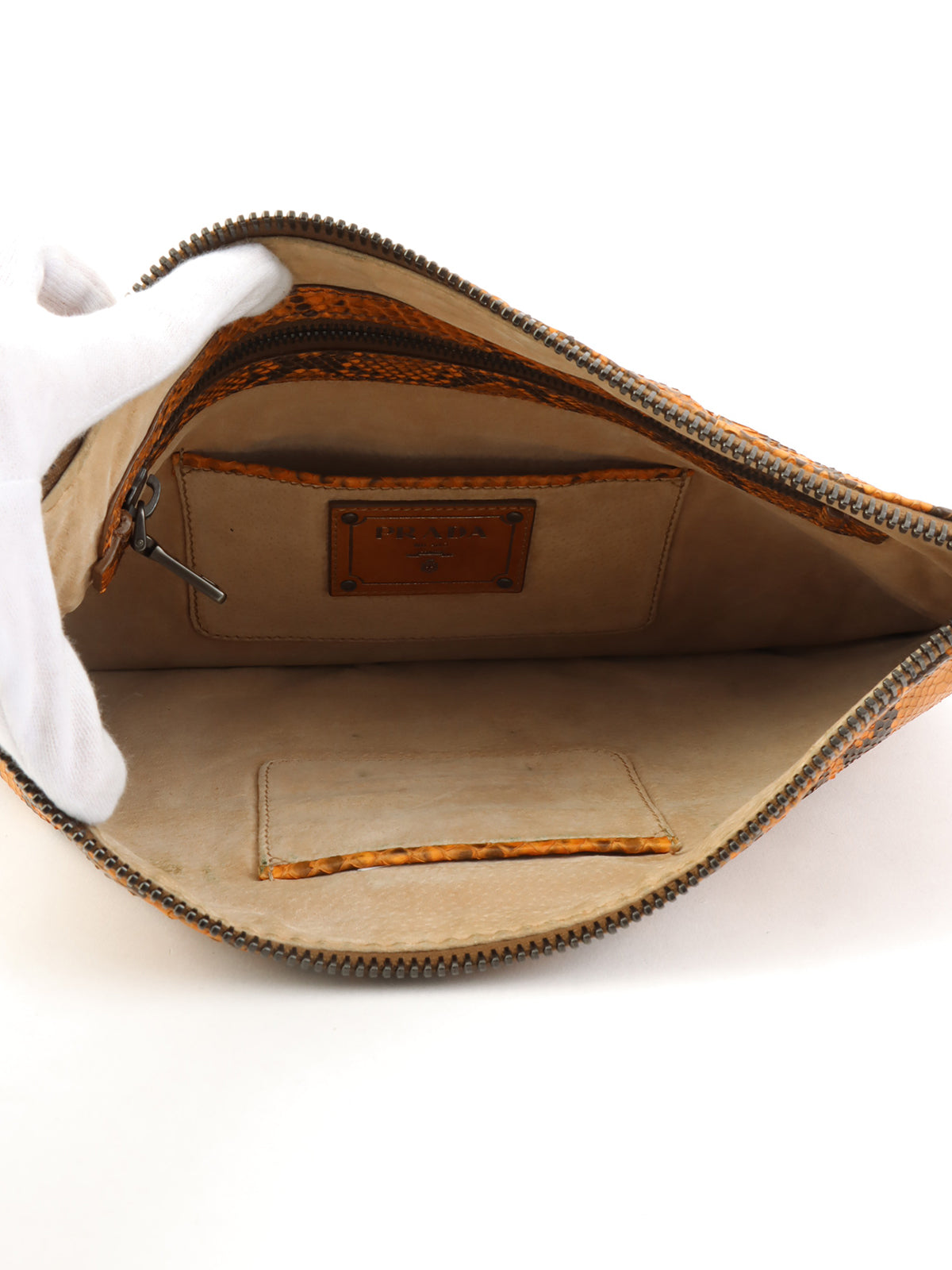 Python logo plate clutch bag in orange