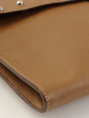 赭色镶钻水钻Logo铭牌手拿包