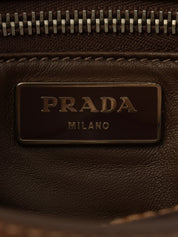 Studded Rhinestone Logo Plate Clutch Bag in Ocher