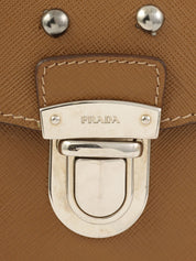 赭色镶钻水钻Logo铭牌手拿包