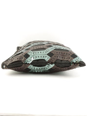 Sequined clutch bag in black/dark green