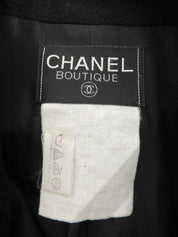 カシミアCCマークボタンダブルブレストロングコート ブラック